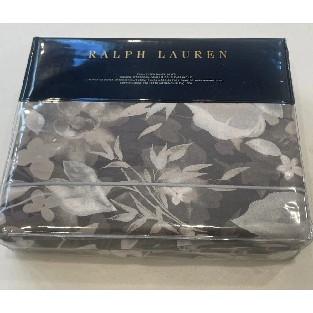 NEW $425 Ralph Lauren Avery Duvet Cover Full/Queen‎ Gray Floral 100% Cotton